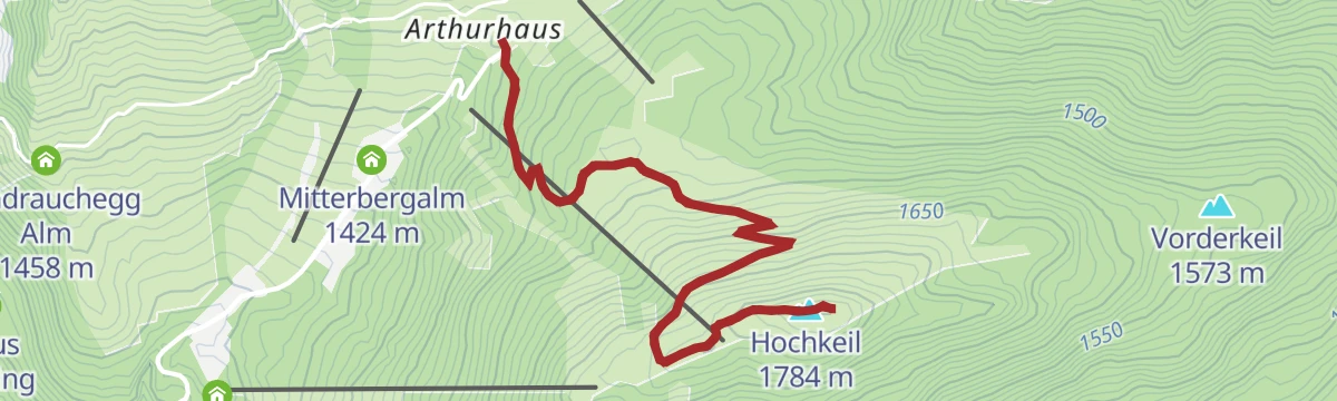 Route map: Bike & Hike Arthurhaus-Hochkeil TEIL WANDERN